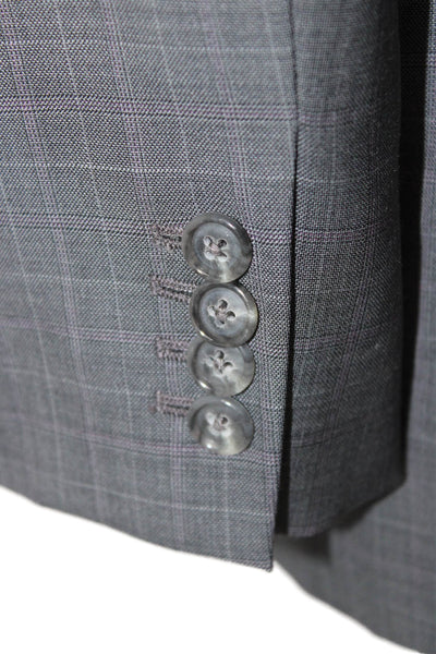 Ermenegildo Zegna Mens Dark Gray Wool Blend Check 2 Button Suit Jacket Size 36