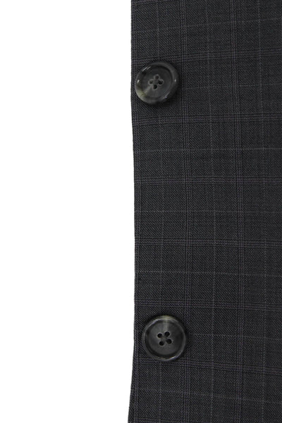 Ermenegildo Zegna Mens Dark Gray Wool Blend Check 2 Button Suit Jacket Size 36