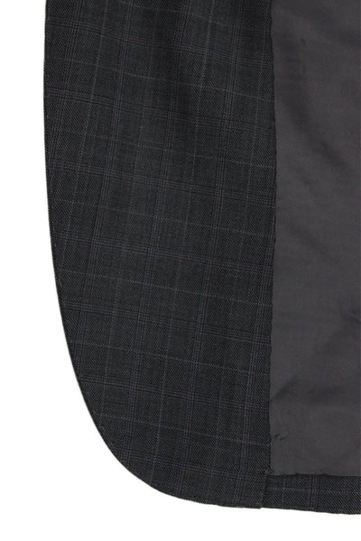 Ermenegildo Zegna Mens Dark Gray Wool Blend Check 2 Button Suit Jacket Size 36