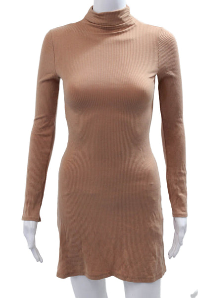 Reformation Womens Bodycon Sweater Dress Beige Striped Long Sleeve Size XS