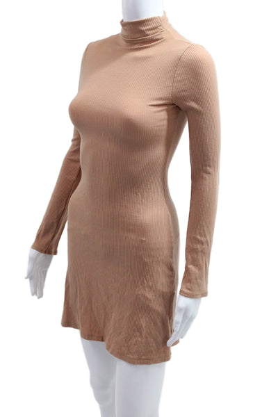 Reformation Womens Bodycon Sweater Dress Beige Striped Long Sleeve Size XS
