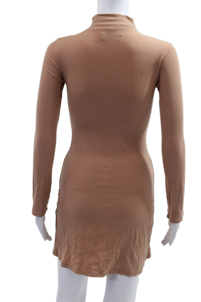 Reformation Womens Bodycon Sweater Dress Beige Striped Long Sleeve Size XS