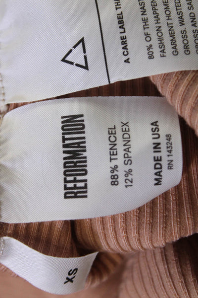 Reformation Womens Bodycon Sweater Dress Beige Striped Long Sleeve Size XS