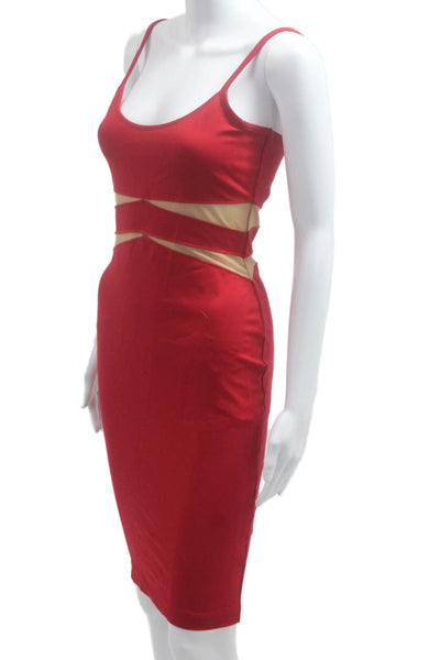 Torn by Ronny Kobo Women Red Bodycon Pencil Dress Sleeveless Size S