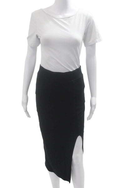 ATM Women Black Straight Pencil Midi Skirt Micromodal Size S