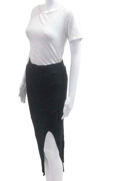 ATM Women Black Straight Pencil Midi Skirt Micromodal Size S