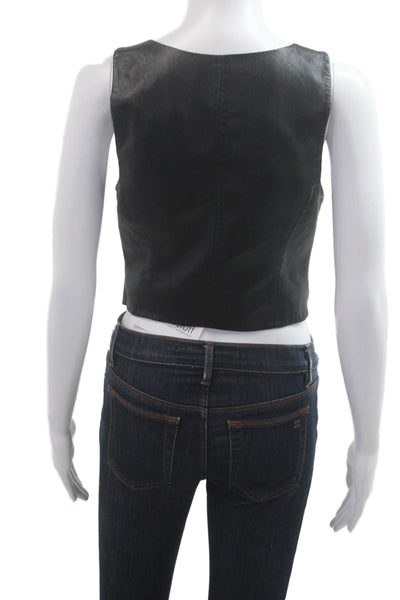 Wilfred Womens Biker Vest Black Button V Neck Sleeveless Polyester Size 6