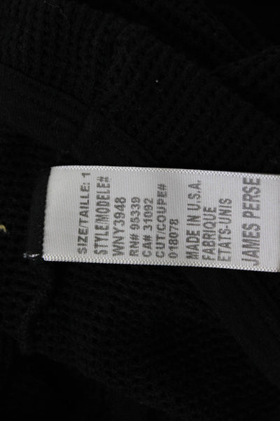 Standard James Perse Women Black Cotton Basic 3/4 Sleeve Round Neck Top Size 1