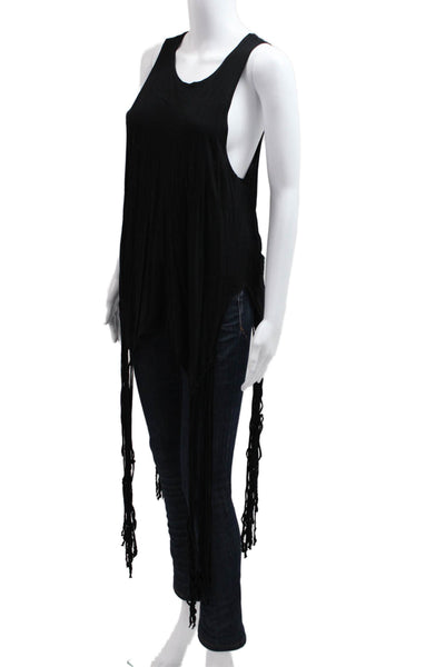 Raquel Allegra Womens Tunic Tank Black Sleeveless Round Neck Rayon Boho Size 2