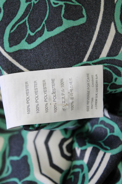 J Crew Womens Black Floral Tunic 3/4 Sleeve Round Neck Button Size 8