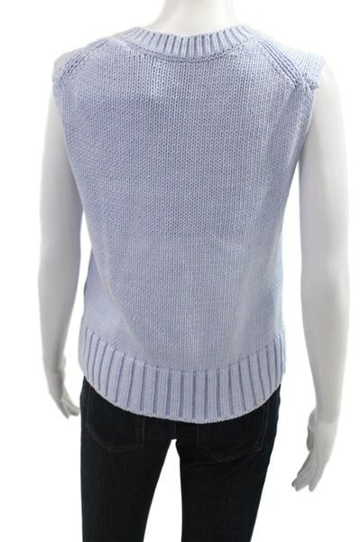 White + Warren Womens Light Blue V Neck Sleeveless Sweater Vest Size M