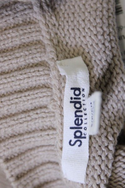 Splendid Womens Pullover Sweater Beige Crew Neck Cotton Blend Size S