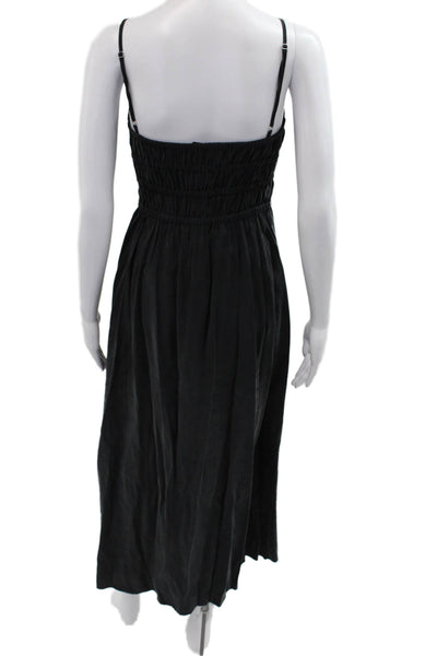 Zara Womens Maxi Sundress Black Square Neck Sleeveless Viscose Size XS