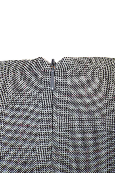 Atmosphere Women Dark Gray Check Sheath Dress Square Neck Knee Size 36