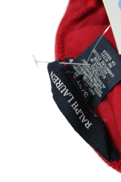 Ralph Lauren Girls Cotton Geometric Long Sleeve Ruffled Top Red Size 3T