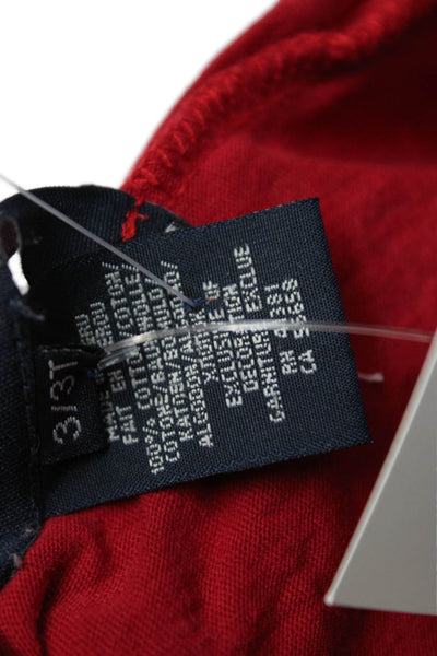 Ralph Lauren Girls Cotton Geometric Long Sleeve Ruffled Top Red Size 3T