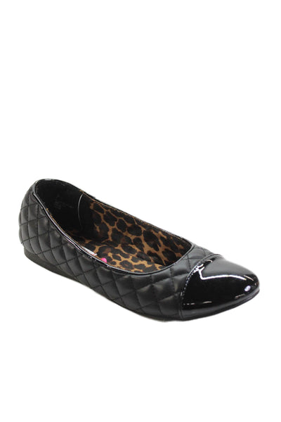 Steve Madden Womens Round Toe Quilted Slip-On Ballet Flats Black Size 6