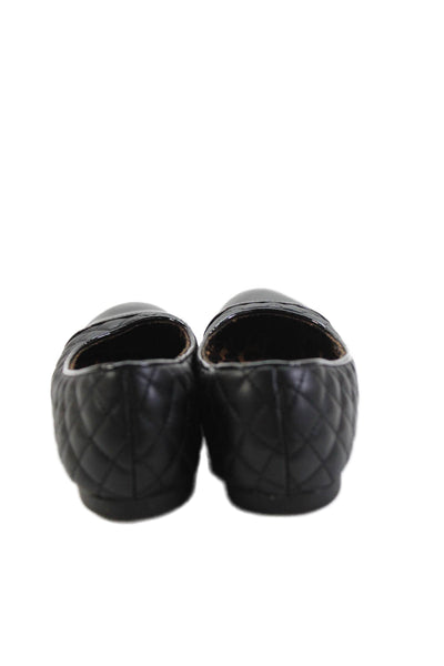 Steve Madden Womens Round Toe Quilted Slip-On Ballet Flats Black Size 6