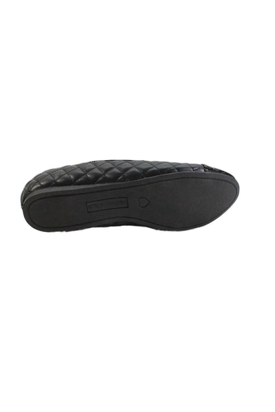 Steve Madden Womens Round Toe Quilted Slip-On Ballet Flats Black Size 6