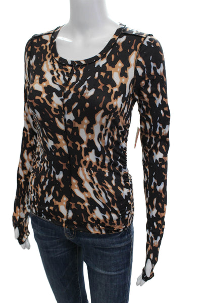 FP Movement Womens Jersey Long Sleeve Leopard Round Neck Top Size XS