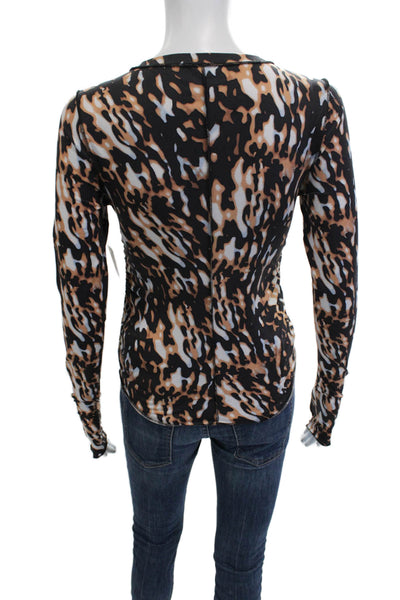 FP Movement Womens Jersey Long Sleeve Leopard Round Neck Top Size XS