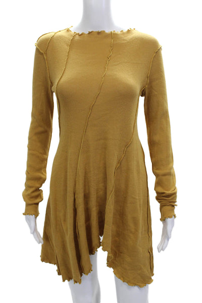 We The Free Women Brown Sweater Dress Long Sleeve Boho Cotton Spandex Size XS
