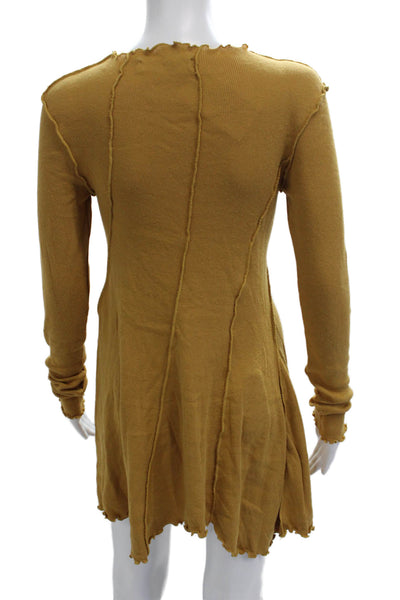 We The Free Women Brown Sweater Dress Long Sleeve Boho Cotton Spandex Size XS