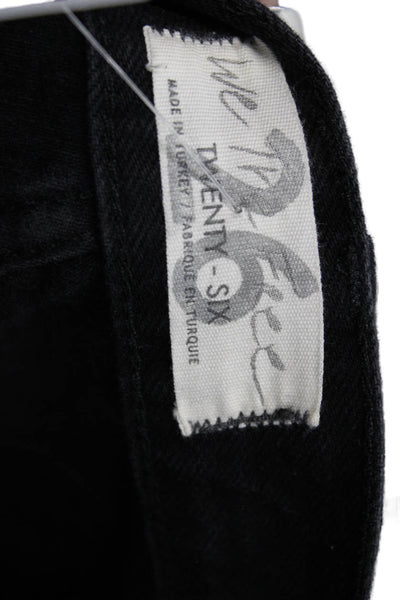 We The Free Women Black Ankle Cropped Mom Jeans Mid Rise Button Size 26