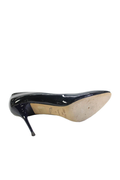 Jimmy Choo Womens Shiny Leather High Heels Pumps Shoes Black Size 10