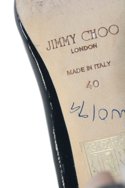 Jimmy Choo Womens Shiny Leather High Heels Pumps Shoes Black Size 10