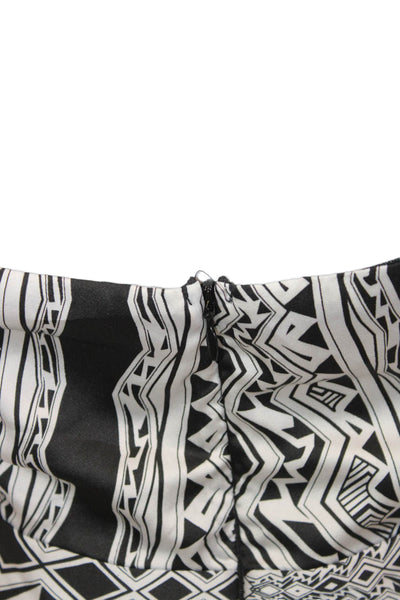 Elle Zeitoune Women Maxi Dress Black Aztec High Neck Button Size 10