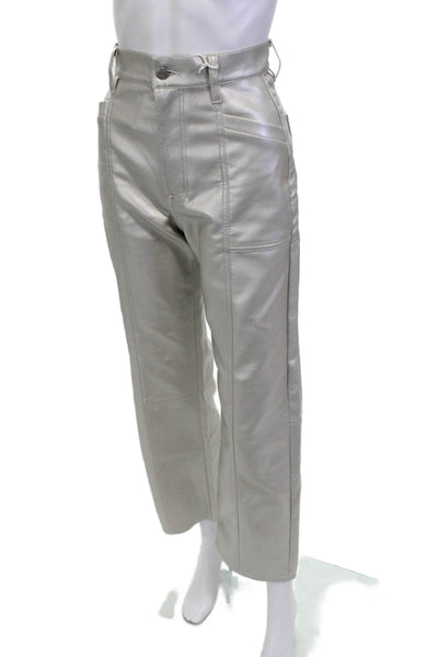Pistola Women Cropped Pants Gray Polyurethane Inseam 28 Size 26