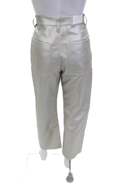 Pistola Women Cropped Pants Gray Polyurethane Inseam 28 Size 26
