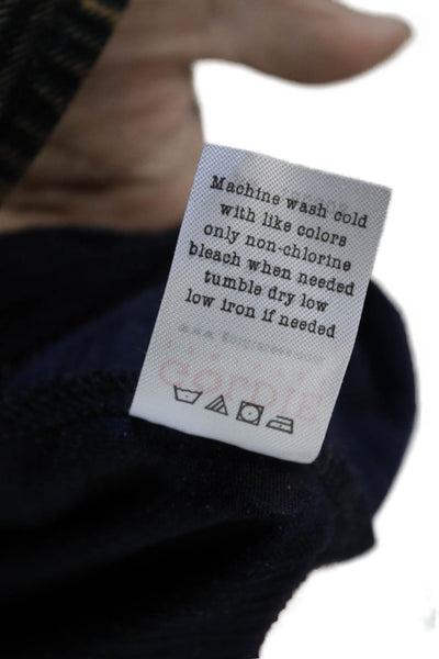 Goldie Womens Ringer T Shirt Dark Blue Pima Cotton Crewneck Long Sleeve Size XS