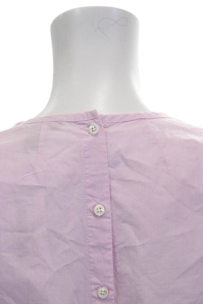 J Crew Womens Pink 100% Cotton Short Sleeve Button Up Blouse Round Neck Size 2