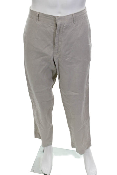 Michael Kors Mens Beige Linen Chinos Button Closure Size 32