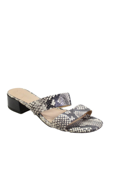 J Crew Womens Snakeskin Print Leather Slip-On Heeled Sandals Gray Size 7.5