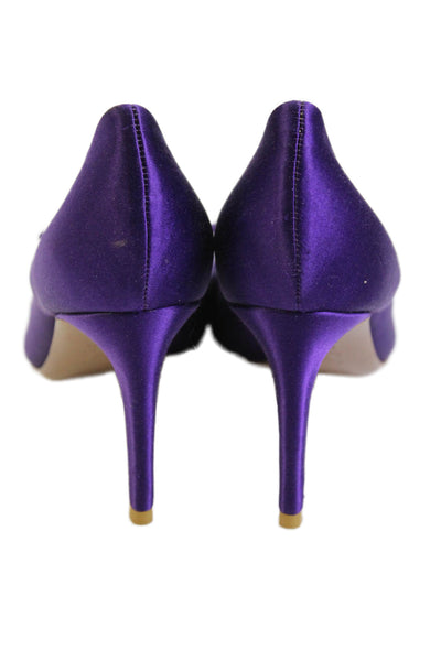 Tory Burch Women's Pointed Toe Embellish Slip-On Pumps Shoes Purple Size 39.5