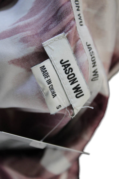 Jason Wu Women Purple Collared Short Sleeve Button Up Top Size S