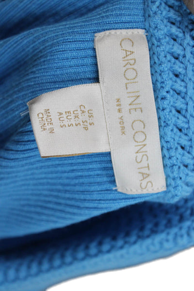 Caroline Constas Womens Cropped Collared Sleeveless Tank Blue Size S