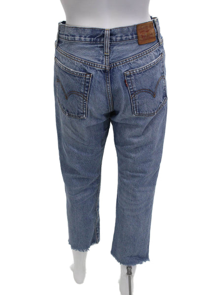 Levis Womens Cropped Straight Jeans Blue High Rise Cotton Size 27