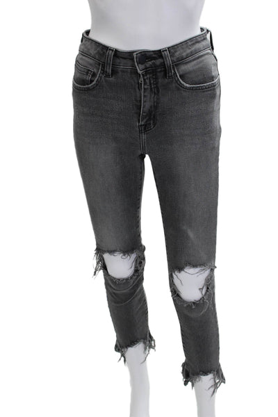 L Agence Women Ankle Cropped Skinny High Rise Dark Gray Jeans Size 25