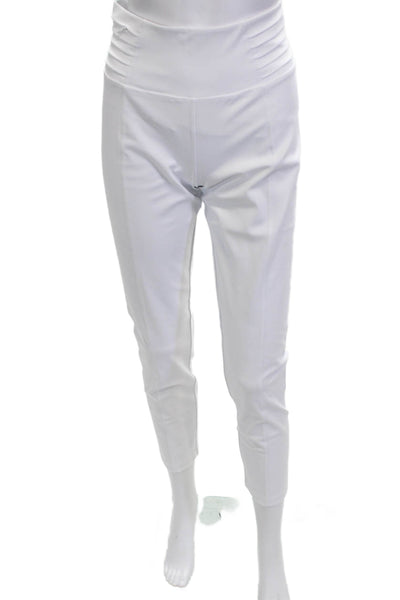 Greyson Women White Ankle Cropped Maternity Pants Zip 85% Nylon Size S