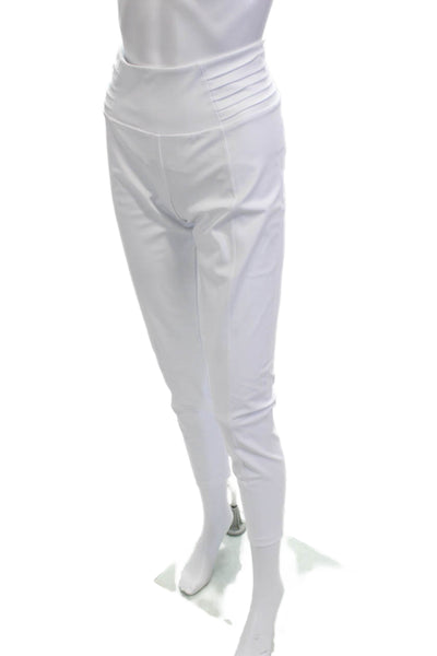 Greyson Women White Ankle Cropped Maternity Pants Zip 85% Nylon Size S