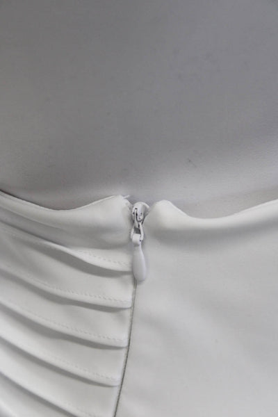 Greyson Women White Ankle Cropped Maternity Pants Zip 85% Nylon Size S