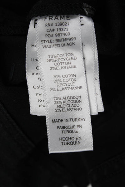 Frame Womens Cropped Cargo Pants Black Zip 70% Cotton Size 25