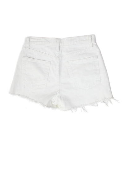 Reformation Womens White Cotton Beach Shorts Button Front Size 24