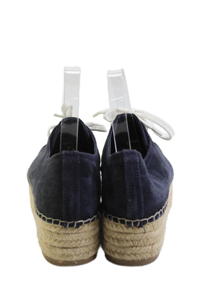 Miu Miu Womens Platform Espadrille Lace Up Platform Shoes Blue Size 7