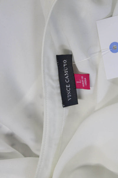 Vince Camuto Women Sleeveless V-Neck Button Up Blouse White Polyester Size L