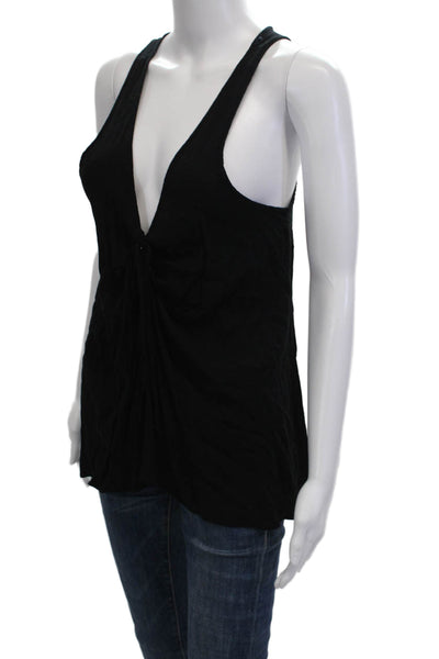 Felicite Women Black Boho V-Neck Sleeveless Tank Rayon Size 3